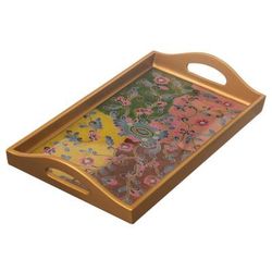 Miraflores Flora,'Reverse-Painted Glass Floral Tray'