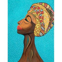 Love for My Land,'Acrylic on Canvas Painting of Woman in Expressionist Style'