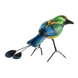 Turquoise-Browed Motmot,'Hand Painted Ceramic Motmot Sculpture'