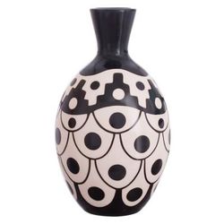 Desert Stair,'Black and Ivory Chulucanas Ceramic Decorative Vase from Peru'