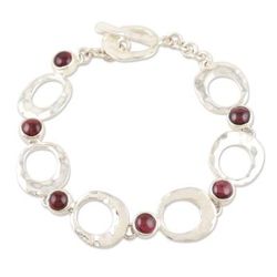 Every Other Heartbeat,'Indian Garnet and Sterling Silver Link Bracelet'