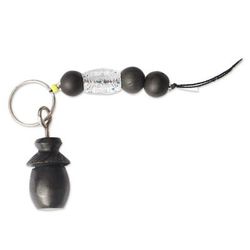 Hut,'Handmade Ebony Hut Keychain with Recycled Glass & Wood Beads'
