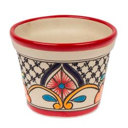 'Talavera-Style Ceramic Flower Pot (4.7 Inch Diameter)'
