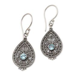 Blue Birthday,'Blue Topaz and Sterling Silver Dangle Earrings'