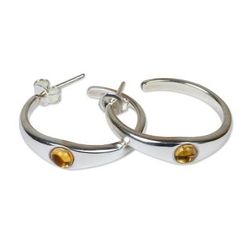 Eclipse,'Half Hoop Earrings with Citrine'