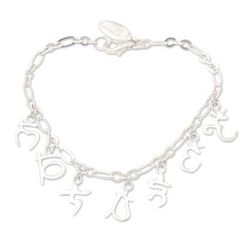 Divine 7 Chakras,'Sterling Silver Charm Bracelet of The 7 Chakra Symbols'