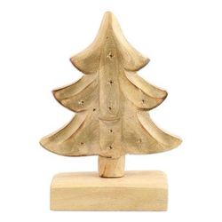 Christmas Warmth,'Mango Wood Christmas Tree Sculpture with Gold Tone'