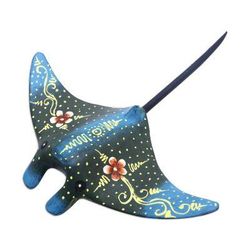 'Indonesian Hand-carved & Hand-painted Stingray Wood Figurine'