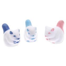 Vivacious Friendship,'Set of 3 Ceramic Squirrel Figurines in Pink and Blue Tones'