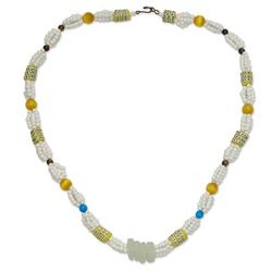 Eco Guardian,'Cat's Eye and Tiger's Eye Beaded Necklace Crafted in Ghana'