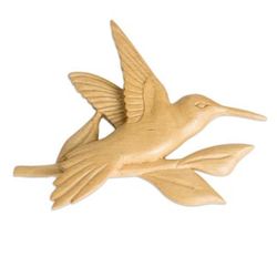 Flapping Hummingbird,'Hummingbird Kitchen Magnet Carved by Hand from Teak Wood'