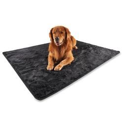 PupProtector Cool Comfort Short Faux Fur Waterproof Dog Throw Blanket, 60" L X 50" W X 1" H, Midnight Black, Small/Medium