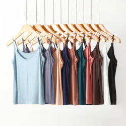 Haut à bretelles Spaghetti pour femmes, col en v, camisole basique sans manches, Camisole d'été, couleur unie