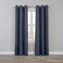 Wide Width BH Studio Microfiber Grommet Panel by BH Studio in Smoke Blue (Size 50" W 96" L)