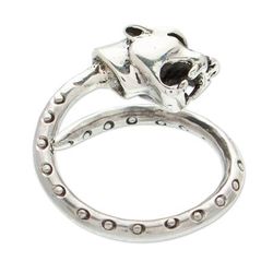 Powerful Jaguar,'Men's Taxco 925 Silver Jaguar Wrap Ring with Dotted Band'