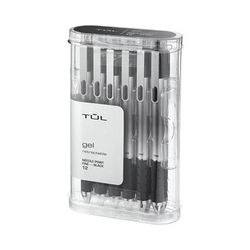 TUL Retractable Gel Pens, Needle Point, 0.5 mm, Silver Barrel, Black Ink, Pack Of 12 Pens