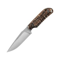 TB Outdoor Commandeur Wood Fixed Knife 8.5in Overall 4.5in Stonewash Finish ALENOX Blade Sculpted Ziricote Wood Handle Kydex Sheath 11060047