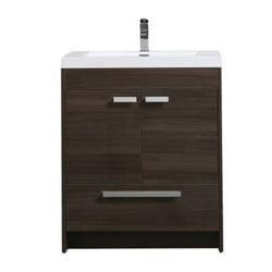 Eviva Lugano 30 inch Gray Oak Modern Bathroom Vanity with White Integrated Acrylic Top - Eviva EVVN750-8-30GOK