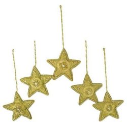 Beaded ornaments, 'Dazzling Stars' (set of 5)