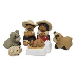 Ceramic nativity scene, 'Characato Born' (set of 7)