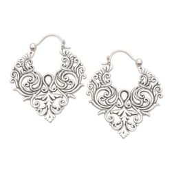 Gated Garden,'Handcrafted Sterling Silver Hoop Earrings'