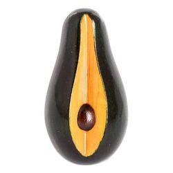 'Hand-Painted Hand-Carved Cypress Wood Avocado Magnet'