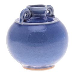 Thai Blue,'Watertight Celadon Ceramic Vase in Blue Handmade in Thailand'