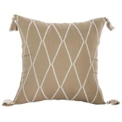 'Diamond-Patterned Sage and Ivory Cotton Cushion Cover'