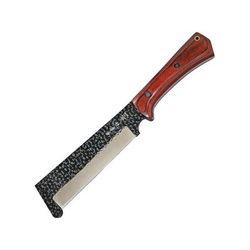 Kanetsune Reazen Tou Fixed Blade Knife 13.25in Overall 6in Hammer Mark Acid Etched AUS-8 SS Blade Brown Wood Handle Brown Leather Belt Sheath KB-165