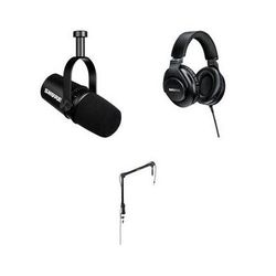 Shure MV7 Podcast Microphone Kit with Boom Stand and Headphones (Black) MV7-K