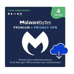 Malwarebytes Premium Antivirus with Privacy VPN (4 Devices for 1 Year) 850016168221