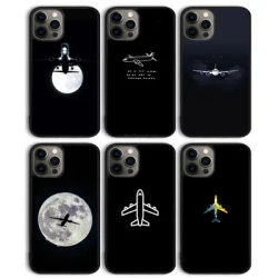 Coque de téléphone noire pour iPhone coque arrière avion avion iPhone 15 SE2020 14 13 11 12