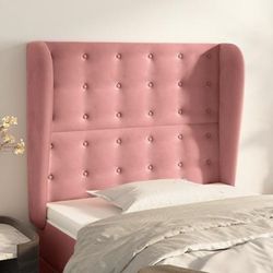 vidaXL Tête de lit avec oreilles Rose 93x23x118/128 cm Velours