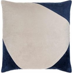 Kedem 18" Square Modern Cotton Navy/Peach Throw Pillow - Boutique Rugs