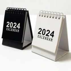 Nero bianco 2024 2025 calendario da tavolo Kawaii Coil Calendar To Do List mensile Daily Planner