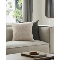 Rossa 18" Square Modern Tan/White Throw Pillow - Boutique Rugs