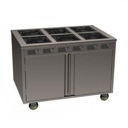Spring USA BOH-2600DC-6 48" Mobile Cooking Cart w/ 6 Induction Burners, Silver, 208/240 V