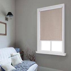 Wide Width Cut-to-Width Spring Vinyl Roller Shade by Whole Space Industries in Sand (Size 63" W 64" L)