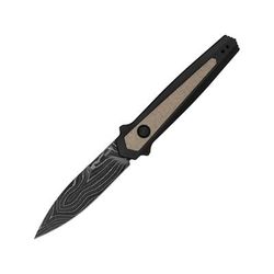 Kershaw Auto Launch 15 Button Lock Damascus Folding Knife 3.5in Damascus Steel Spear Point Blade Black Aluminum Handle 7950DAM