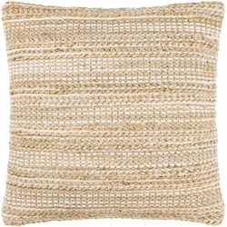 Stina 20" Square Cottage Jute Brick Red/Pearl/Off White/Tan/Camel/Light Wood/Desert Tan Throw Pillow - Boutique Rugs