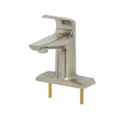 T&S BP-2712-BN Deck Mount Lavatory Faucet w/ 4 1/8" Spout & 0.5 gpm Spray Outlet - 4" Centers, Brushed Nickel, 1/2 GPM Spray Outlet, Stainless Steel