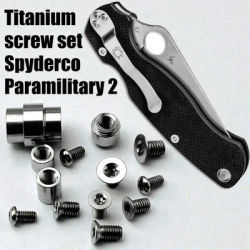 1 Full Set TC4 Titanium Alloy Screws For Spyderco C81 Paramilitary 2 Knife Accessories With Spindle Support Shaft Tail Rope Tube