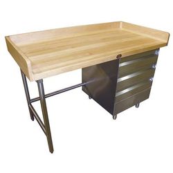 Advance Tabco BGT-305R 60" Maple Top Bakers Table w/ 4" Splash & 3 Right-Side Drawers, 30"D