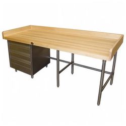 Advance Tabco BGT-308L 96" Maple Top Bakers Table w/ 4" Splash & 3 Left-Side Drawers, 30"D