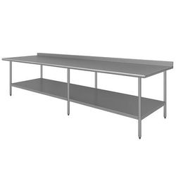 Advance Tabco FAG-2412 144" 16 ga Work Table w/ Undershelf & 430 Series Stainless Steel Top, 1 1/2" Backsplash