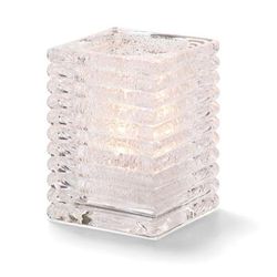 Hollowick 1511CJ Horizontal Rib Glass Block Lamp, 4 1/8" H x 2 7/8" W, Clear Jewel