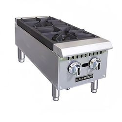Black Diamond BDCTH-12 12" Gas Hotplate w/ 2 Burners & Manual Controls, Convertible, 50,000 BTU, Stainless Steel, Gas Type: Convertible