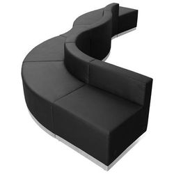 Flash Furniture ZB-803-580-SET-BK-GG 6 Piece Modular Reception Sofa Set - LeatherSoft Upholstery, Black