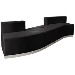 Flash Furniture ZB-803-860-SET-BK-GG 3 Piece Modular Reception Sofa Set - LeatherSoft Upholstery, Black