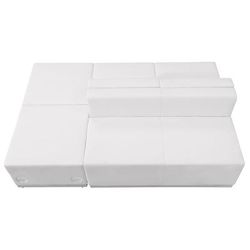 Flash Furniture ZB-803-880-SET-WH-GG 4 Piece Modular Reception Sofa Set - LeatherSoft Upholstery, White